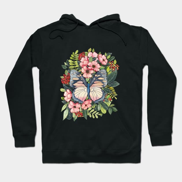 Butterfly in Flowers 3 Hoodie by gusstvaraonica